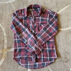 Red flannel button up shirt